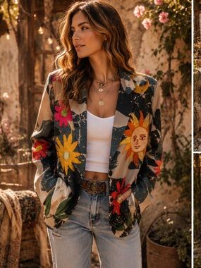 🆕 LOOWIE- Celestial Garden Statement Blazer- Made in Italy feels soft & silky